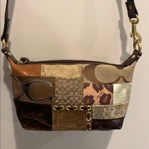 Coach brown mini patchwork bag